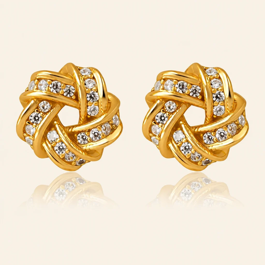 Love Knot Stud Earrings – 18K Gold-Plated Sterling Silver