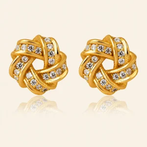 Love Knot Stud Earrings – 18K Gold-Plated Sterling Silver